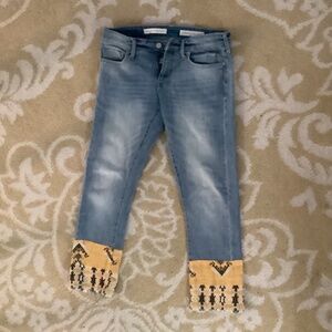 Pilcro and the Letterpress Jeans with Yellow Bandanna Cuffs Size 27P